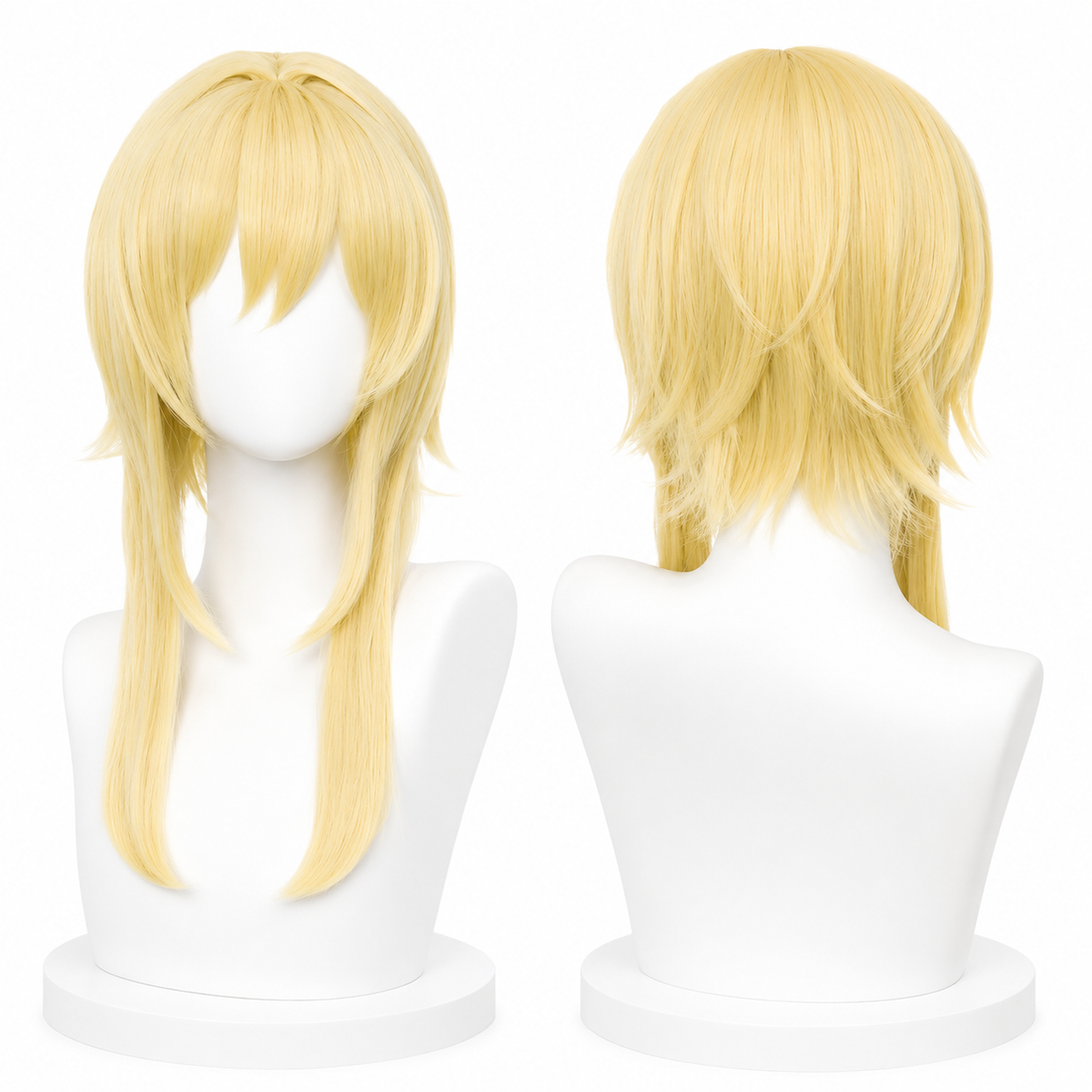 Lumine Aether Cosplay Wig - Long Golden Hair with Flower Hairpin - Heat Resistant
