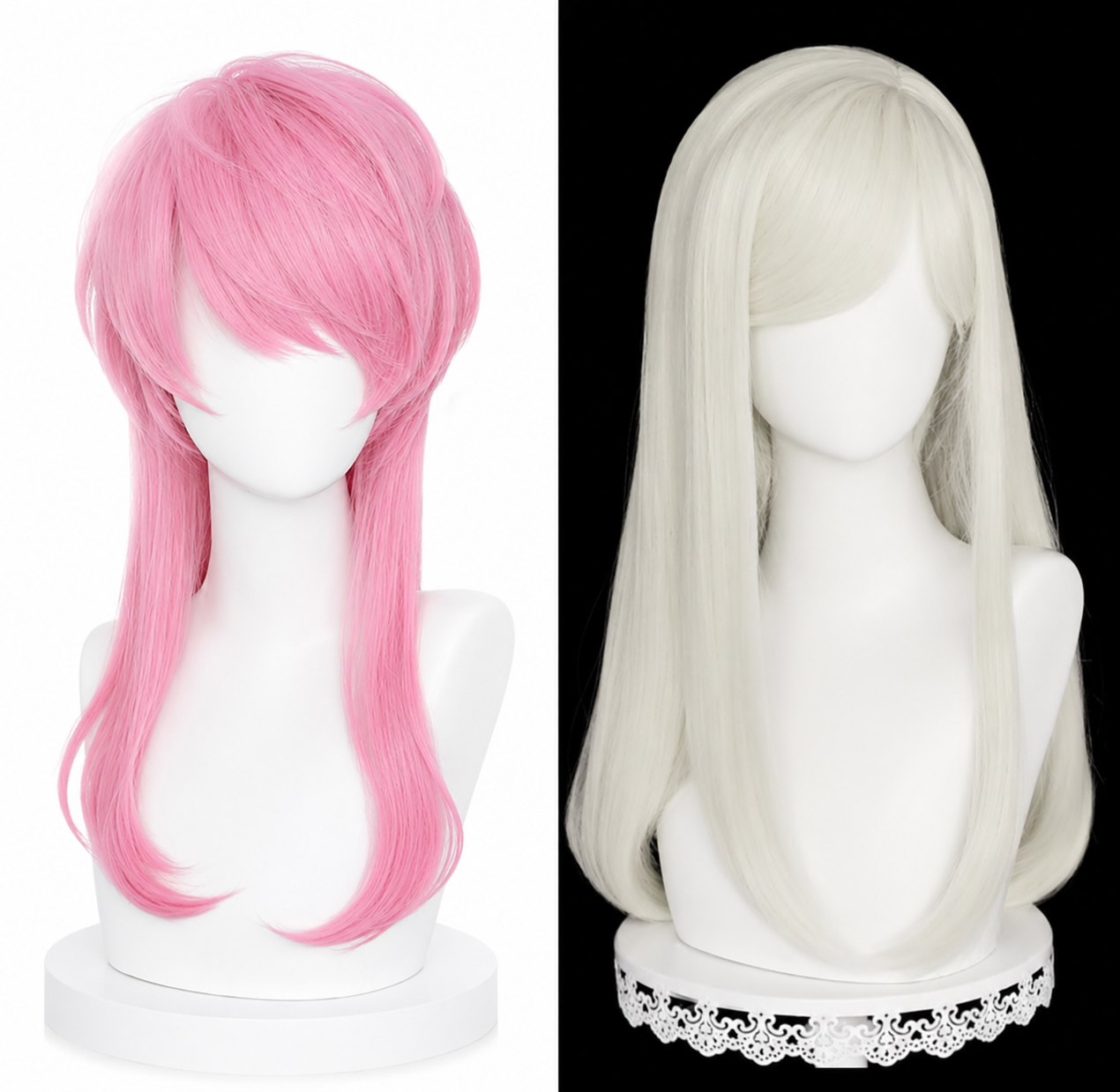 Anime Cosplay Wig - Heat Resistant Synthetic - Long Milk White Pink Hair