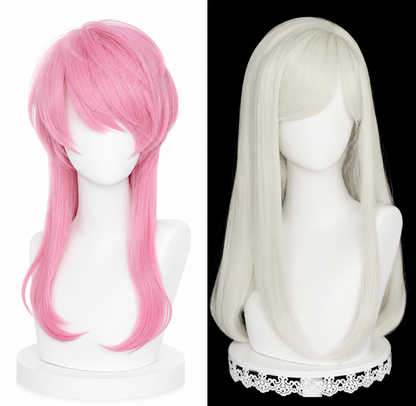 Anime Cosplay Wig - Heat Resistant Synthetic - Long Milk White Pink Hair