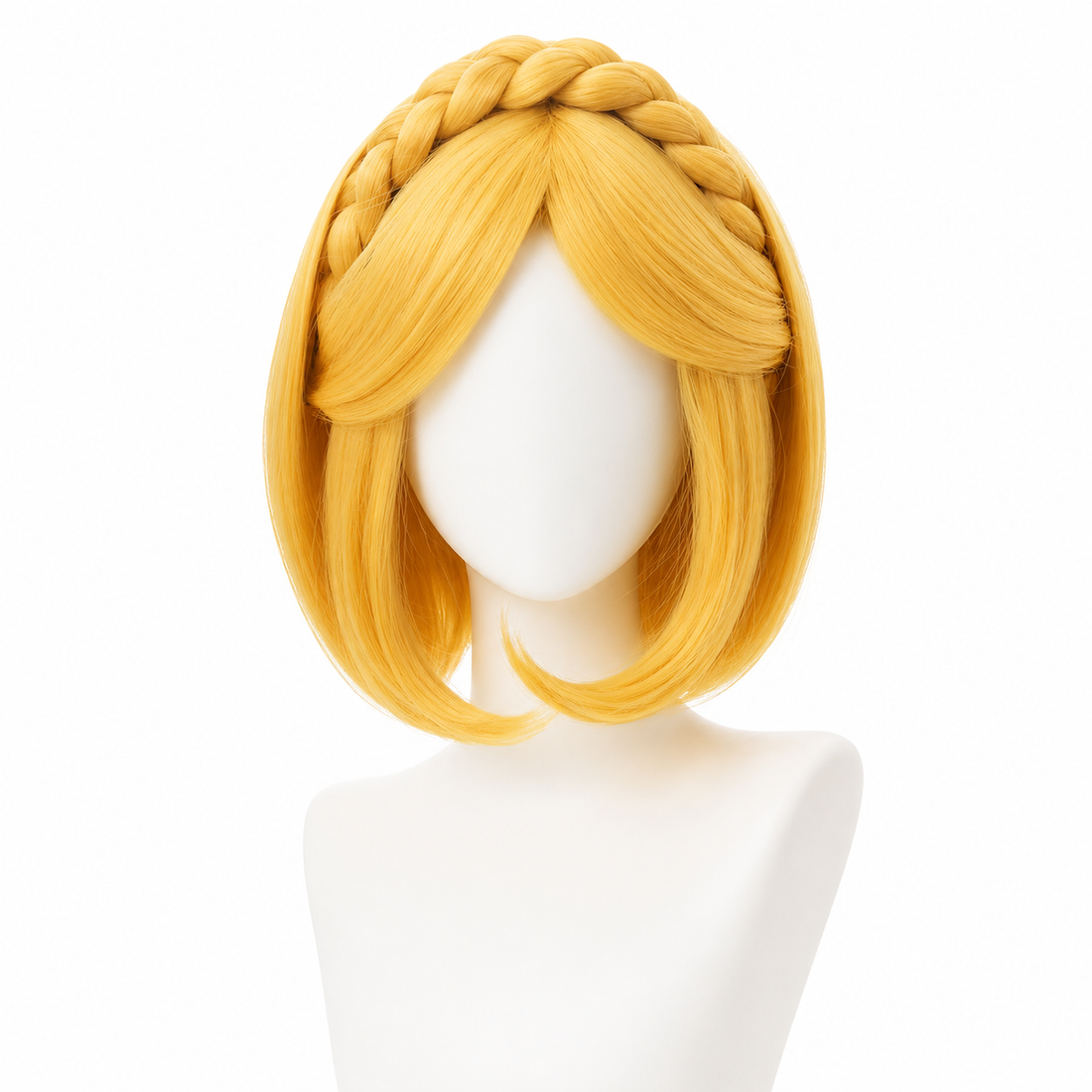 35cm Golden Yellow Synthetic Braid Wig for Cosplay - Heat Resistant Hair Accessory